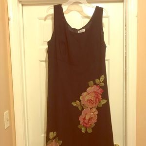 Beautiful Black Floral Sequined Evening Dress